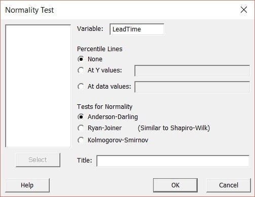 normality test dialog