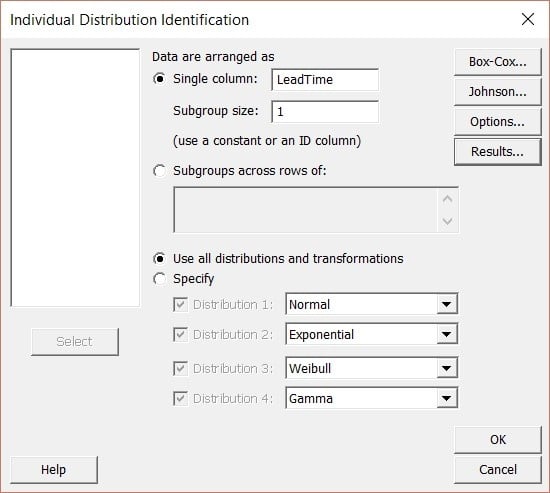 individual distribution identification dialog