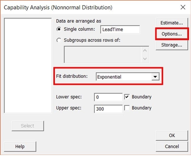 capability analysis dialog