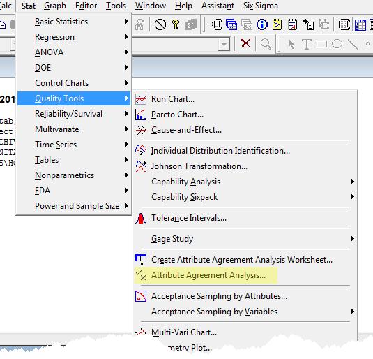 Menu Path in Minitab 16