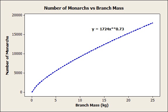 branch mass vs monarch count