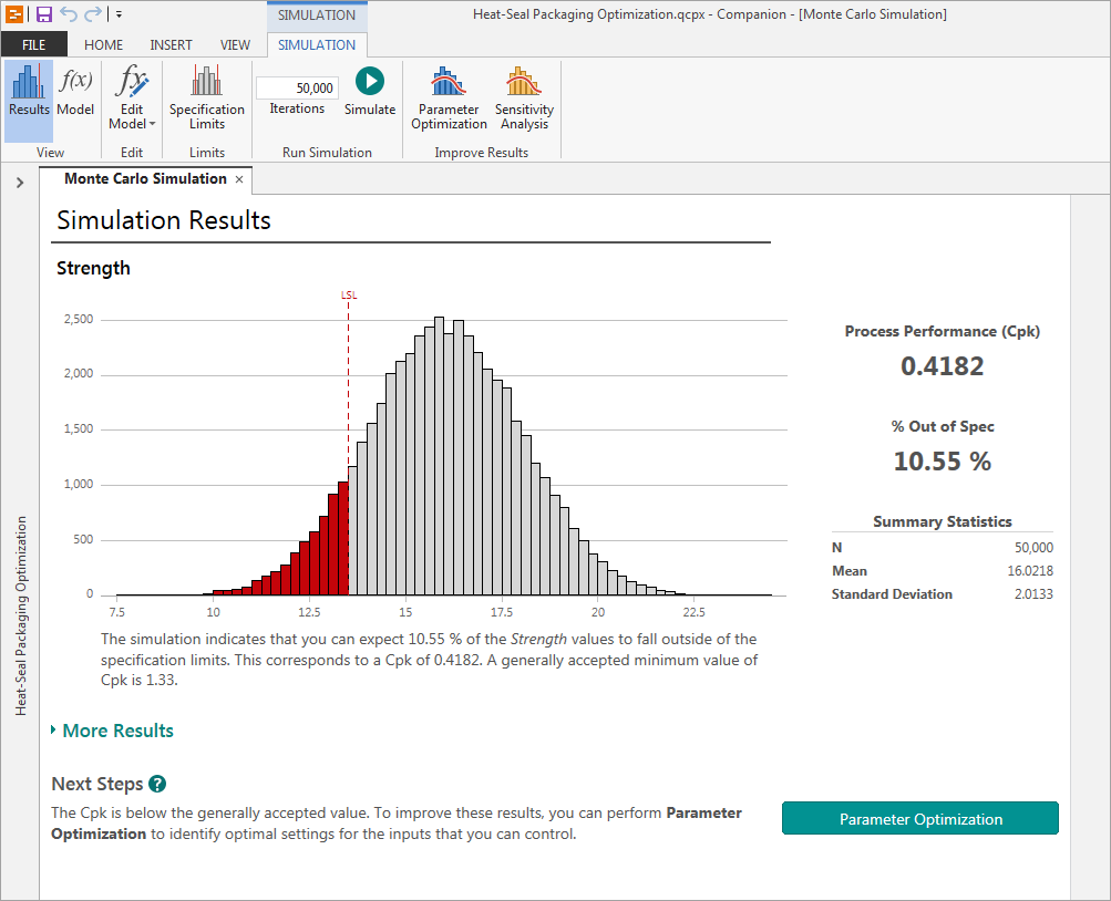 monte carlo output for seal strength simulation round 1