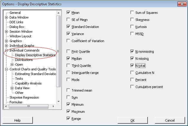 tools options desc stats